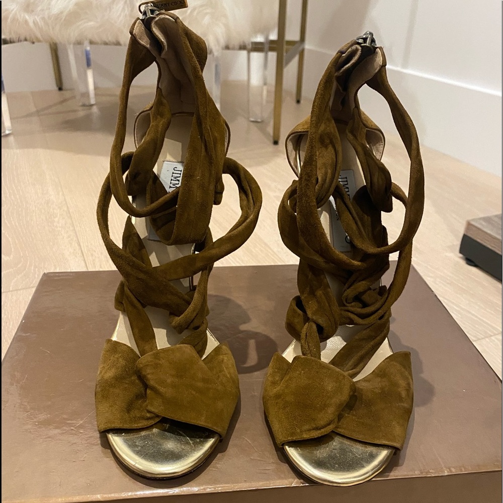 Jimmy Choo Green Suede Sandals